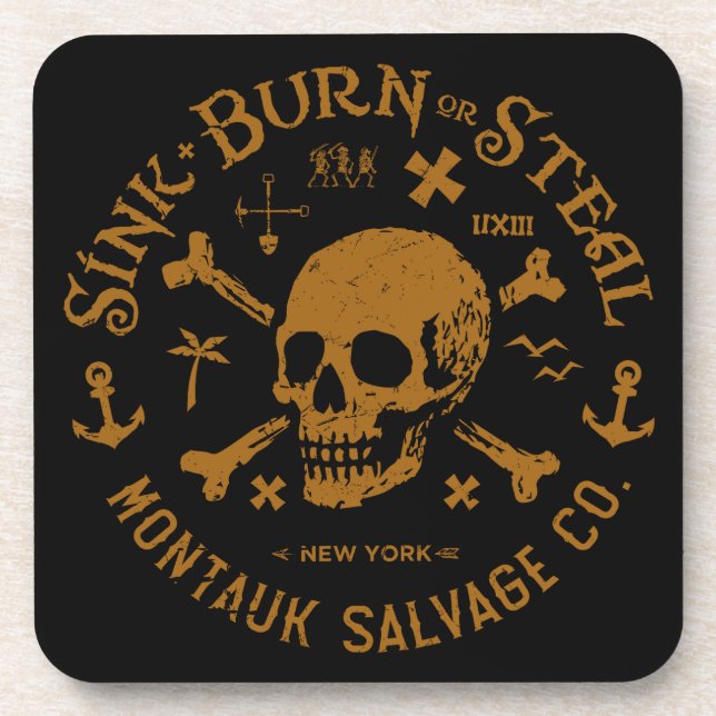 Montauk Salvage Co / Sink, Burn Or Steal Pillow Beverage Coaster (Front)
