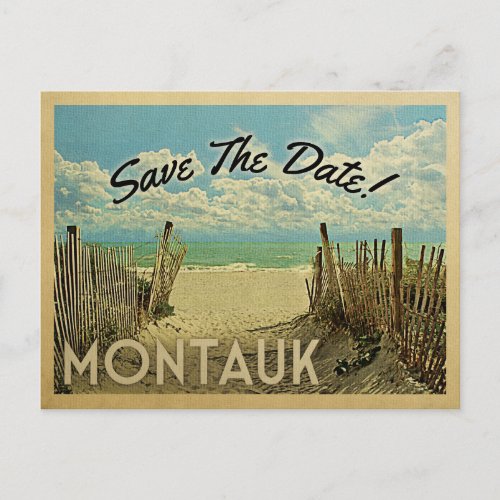 Montauk Save The Date Vintage Beach Nautical Announcement Postcard