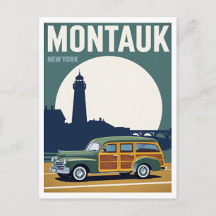 Montauk Woody Lighthouse Retro Postcard