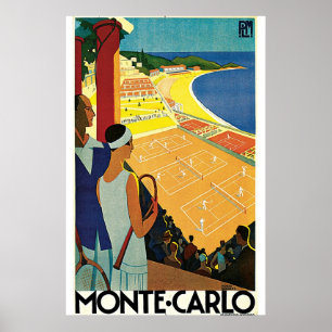 Monte-Carlo Art Deco Tennis Poster