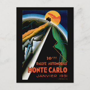 Monte Carlo Auto Rally ~ Vintage Automobile Ad Postcard