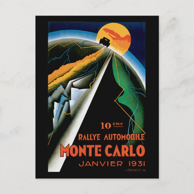 Monte Carlo Auto Rally ~ Vintage Automobile Ad Postcard (Front)