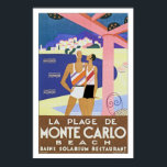 Monte Carlo Beach Poster<br><div class="desc">Vintage Art Deco travel poster for La Plage de Monte Carlo (Monte Carlo Beach) in Monaco</div>