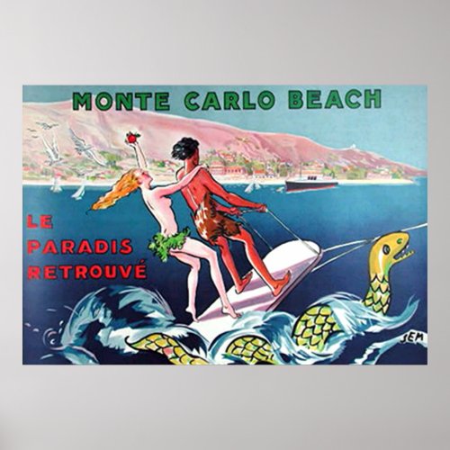 Monte Carlo Beach vintage poster