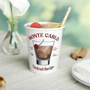 Monte Carlo Cocktail Recipe Art Paper Cups