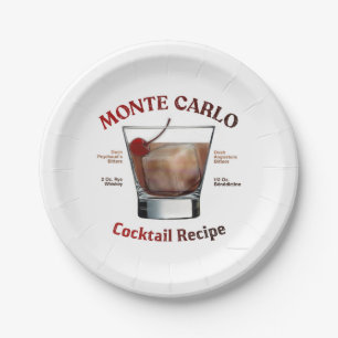 Monte Carlo Cocktail Recipe Art Paper Plates