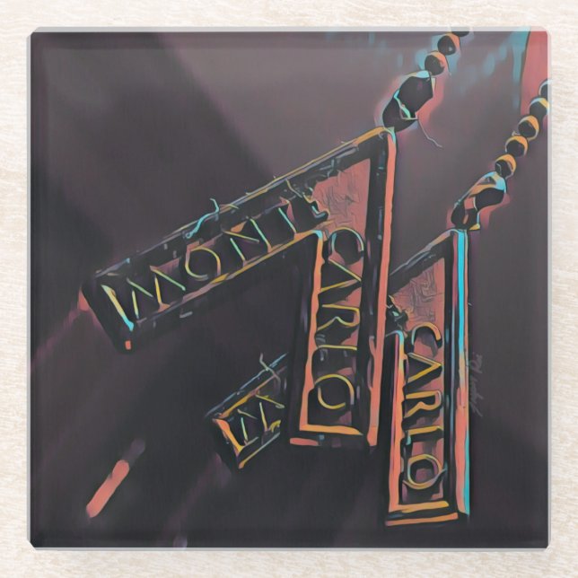 Monte Carlo Glass Art Coaster (Front)