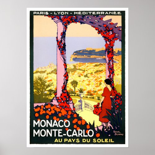 Monte Carlo Monaco France vintage travel Poster