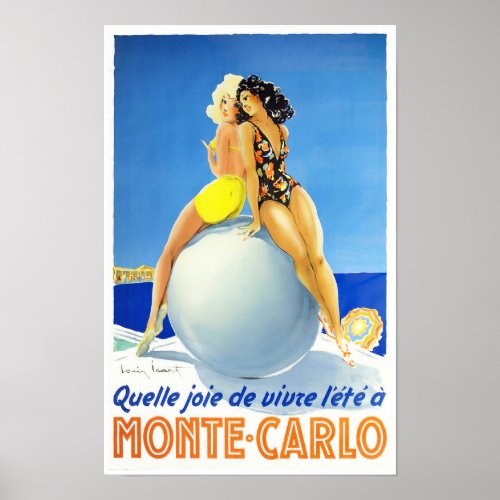 Monte Carlo Monaco France vintage travel Poster