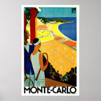 Monte Carlo Monaco Tennis Travel Art Poster