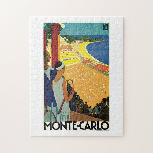 Monte Carlo Monaco Tennis Vintage Travel Jigsaw Puzzle