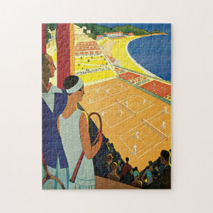 Monte Carlo Monaco Tennis Vintage Travel Jigsaw Puzzle
