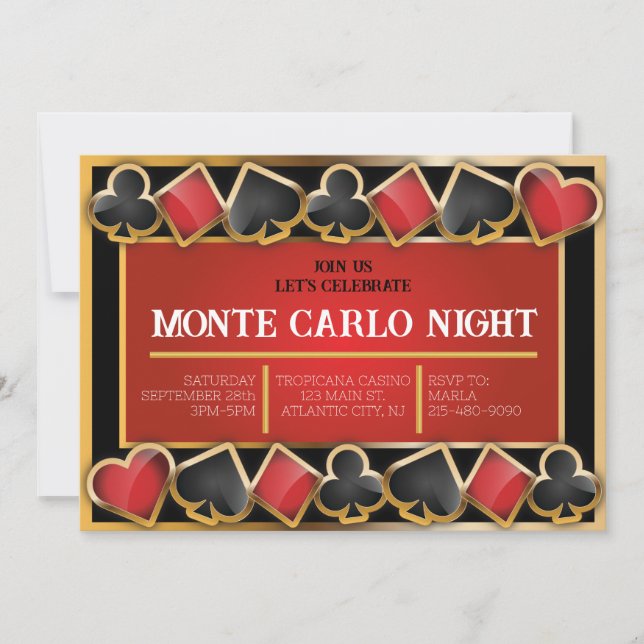 MONTE CARLO NIGHT FUNDRAISING EVENT VIP Invitation (Front)