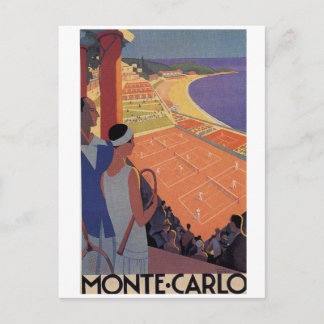 Monte Carlo Vintage Art Deco Tennis postcard