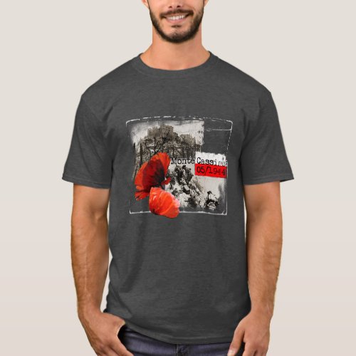 Monte Cassino Battle WW2 Czerwone Maki Poland T_Shirt