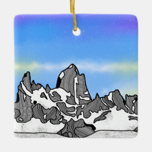 Monte Fitz Roy Mountain Landscape Ceramic Ornament