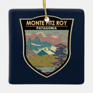 Monte Fitz Roy Patagonia Travel Art Vintage Ceramic Ornament