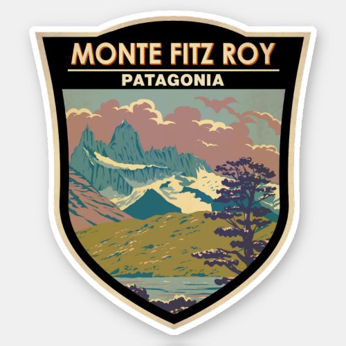 Monte Fitz Roy Patagonia Travel Art Vintage Sticker