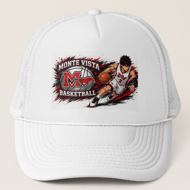 Monte Vista Basketball Anime Player Trucker Hat (Front)