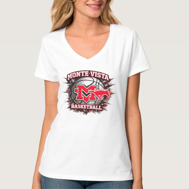 Monte Vista Basketball Womens Top V-Neck (Front)