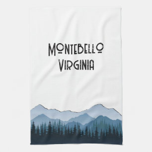 Montebello VA Blue Ridge Mountains Custom Blue Kitchen Towel