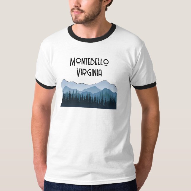 Montebello VA Blue Ridge Mountains Custom Blue T-Shirt (Front)