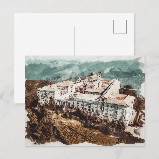 Montecassino Tuscany Italy Historic Monastery Art Postcard (Front/Back)