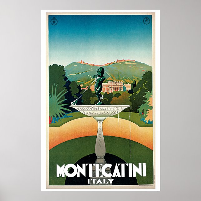 Montecatini Italy Vintage Italian Travel Poster (Front)