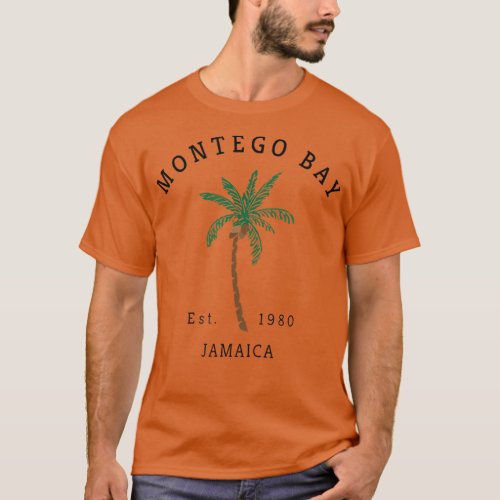 Montego Bay Jamaica Colorful Palm Tree Retro Novel T_Shirt