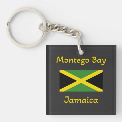 Montego Bay Jamaica  Jamaican Flag  Keychain