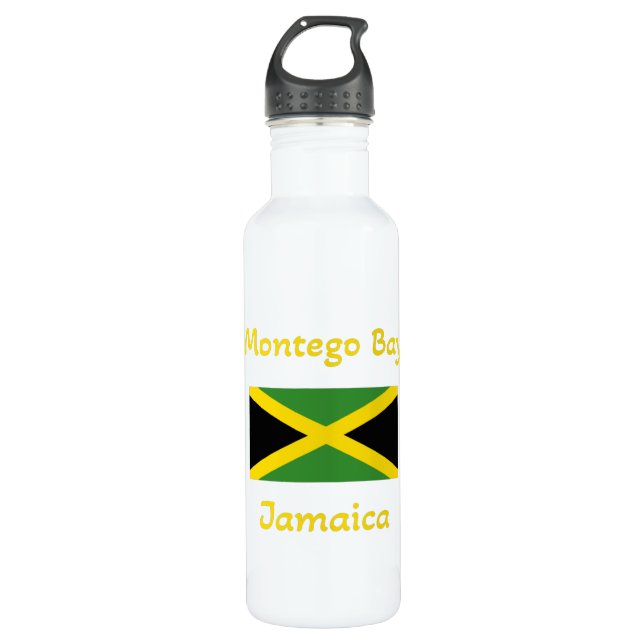 Montego Bay Jamaica – Jamaican Flag Stainless Steel Water Bottle (Front)