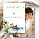 Montego Bay Jamaica Landscape Wedding Photo Save The Date<br><div class="desc">Montego Bay Jamaica Watercolor Landscape Destination Wedding Suite. If you need any further customization please feel free to email me on yellowfebstudio@gmail.com. or message via Zazzle.</div>