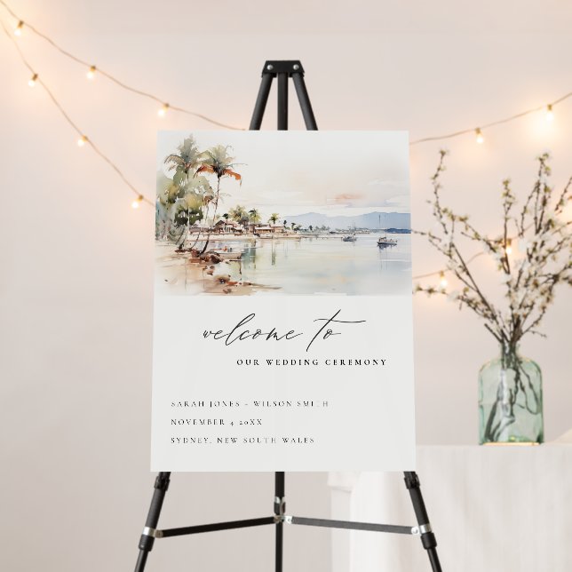Montego Bay Jamaica Landscape Wedding Welcome Foam Board (In Situ (Stand))