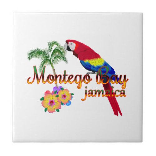 Montego Bay Jamaica Tropical Parrot Ceramic Tile