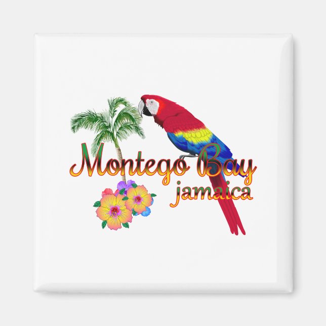 Montego Bay Jamaica Tropical Parrot Magnet (Front)