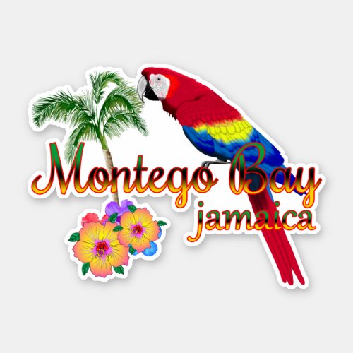 Montego Bay Jamaica Tropical Parrot Sticker