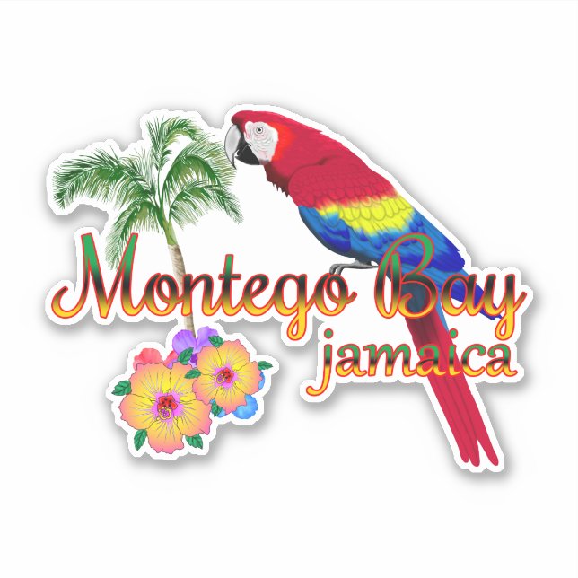 Montego Bay Jamaica Tropical Parrot Sticker (Front)