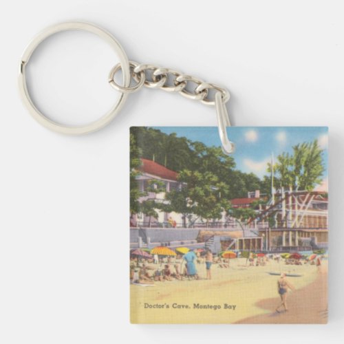 Montego Bay Jamaica Vintage Photo _ Doctors Cave Keychain