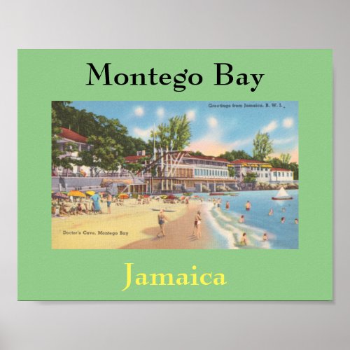Montego Bay Jamaica Vintage Photo _ Doctors Cave Poster
