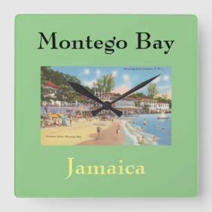 Montego Bay, Jamaica Vintage Photo - Doctor's Cave Square Wall Clock
