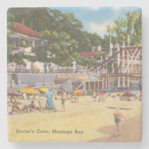 Montego Bay Jamaica Vintage Photo _ Doctors Cave Stone Coaster