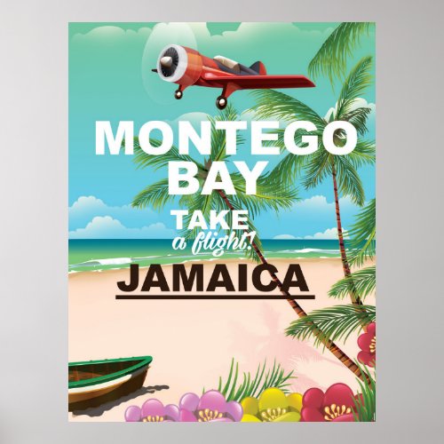 Montego Bay Jamaica vintage travel poster