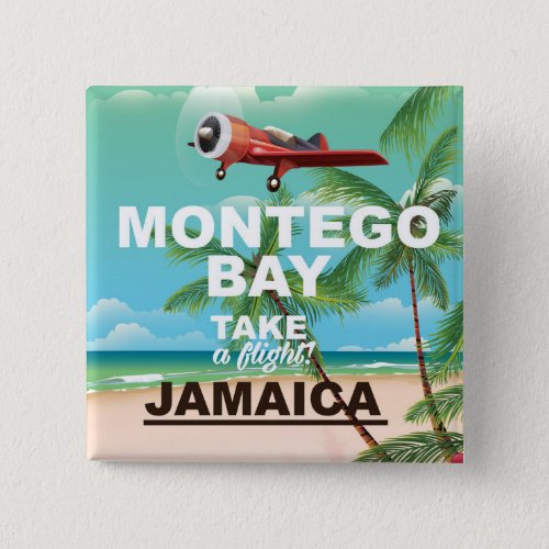 Montego Bay Jamaica vintage travel poster Pinback Button
