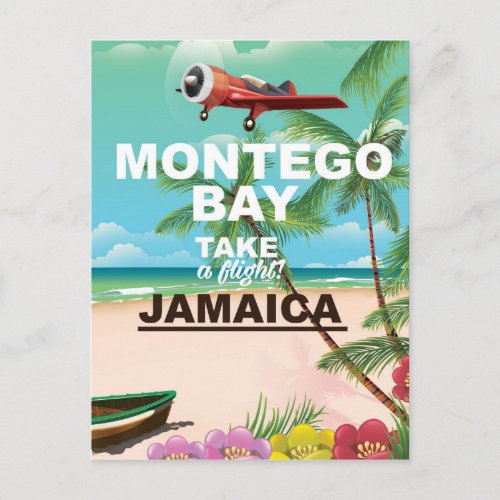 Montego Bay Jamaica vintage travel poster Postcard