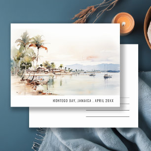 Montego Bay Jamaica Watercolor Landscape Travel Postcard