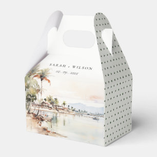 Montego Bay Jamaica Watercolor Landscape Wedding Favor Boxes