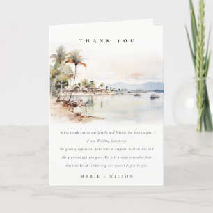 Montego Bay Jamaica Watercolor Landscape Wedding Letterpress Thank You Card