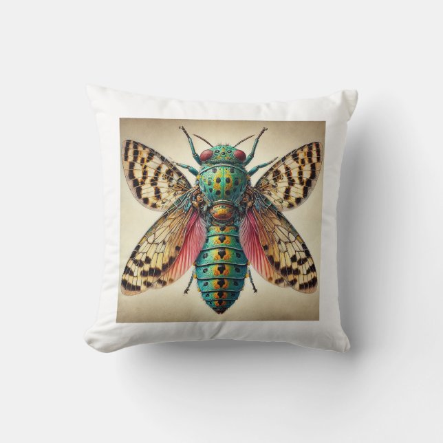 Monteithius Insect 060924IREF238 - Watercolor Throw Pillow (Front)