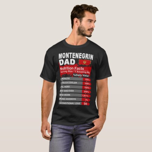 Montenegrin Dad Nutrition Facts Serving Size Shirt