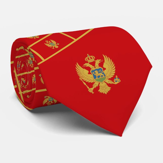 Montenegrin Flag & Coat of Arms, Montenegro Neck Tie (Rolled)